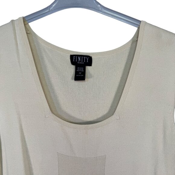 Finity Womens Two-Piece Set: 3/4 Sleeve Cardigan & Sleeveless Top Beige Size 3X - Picture 2 of 8